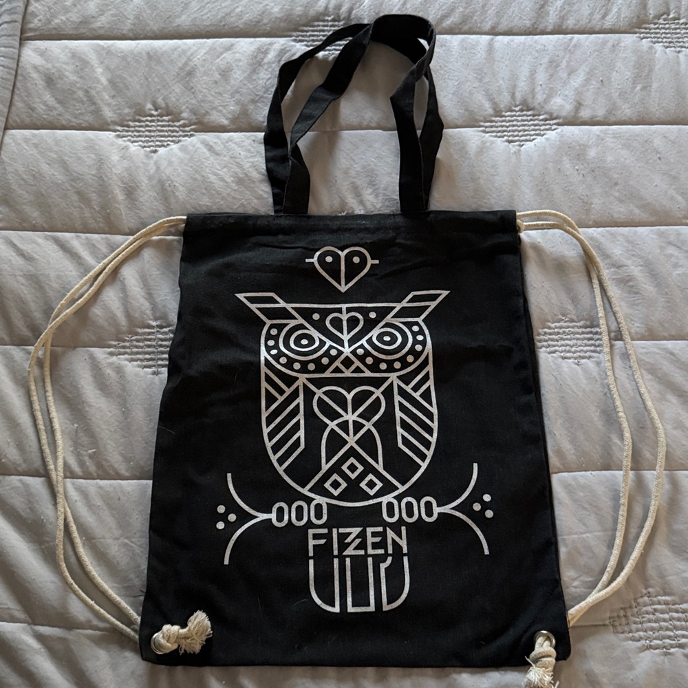 Reusable Owl Print Drawstring Bag